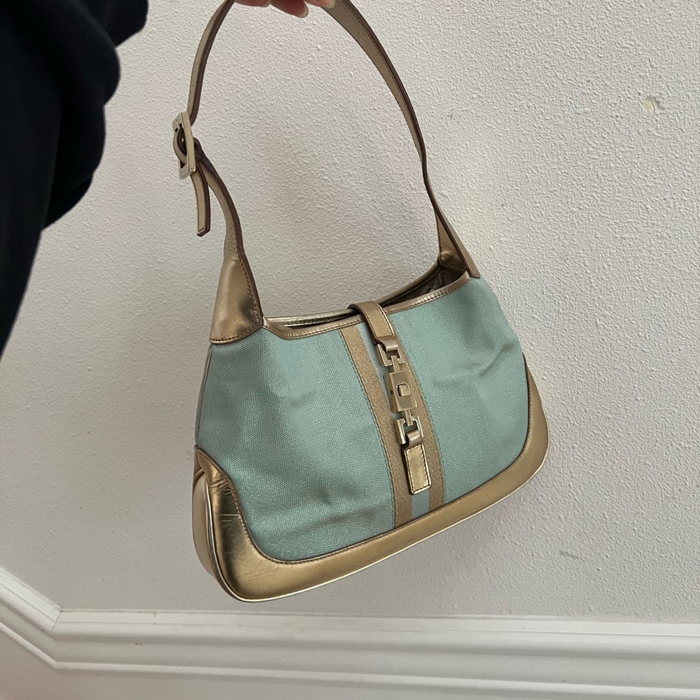 Gucci Jackie O Hobo Metallic light blue gold Vintage Hand Bag